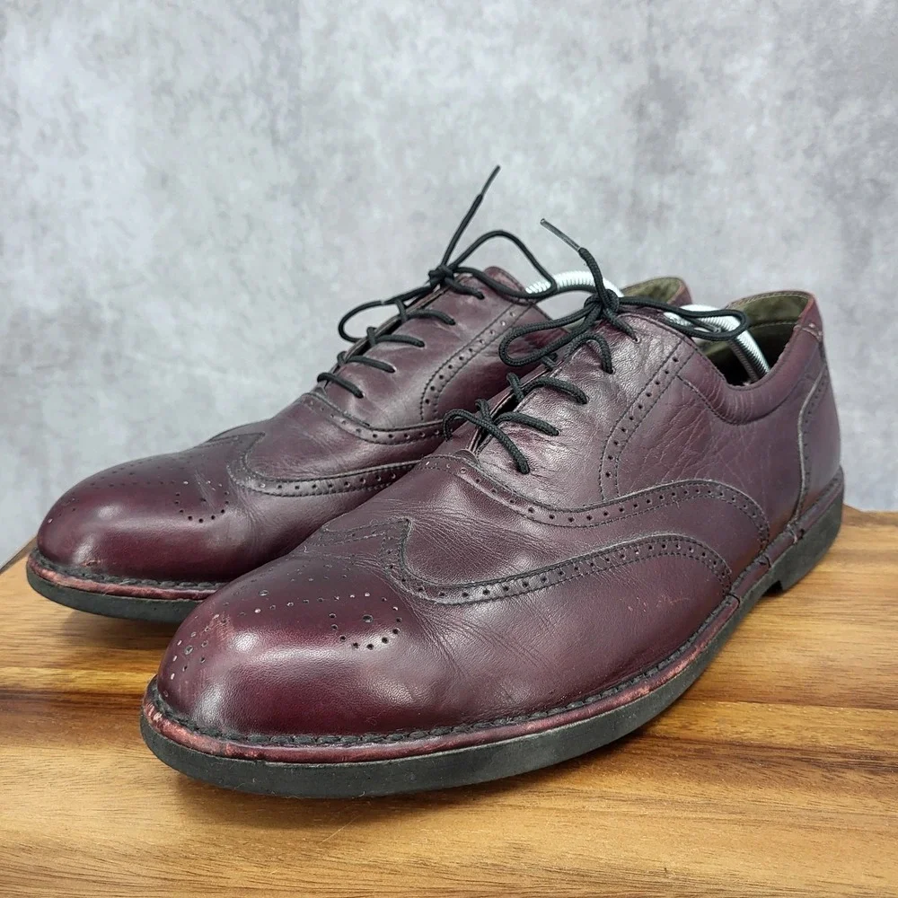 DresSports Rockport Oxford Shoes Mens 11.5 Burgundy Leather Wingtip Brogue Dress
